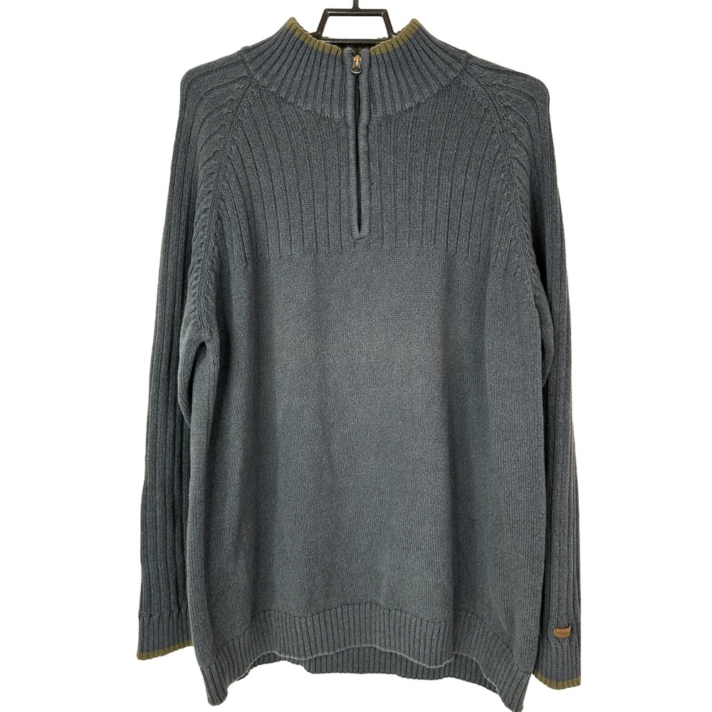 Columbia Mens XXL Sweater 1/4 Zip Pullover Gray Knit Ribbed‎ Mock Neck